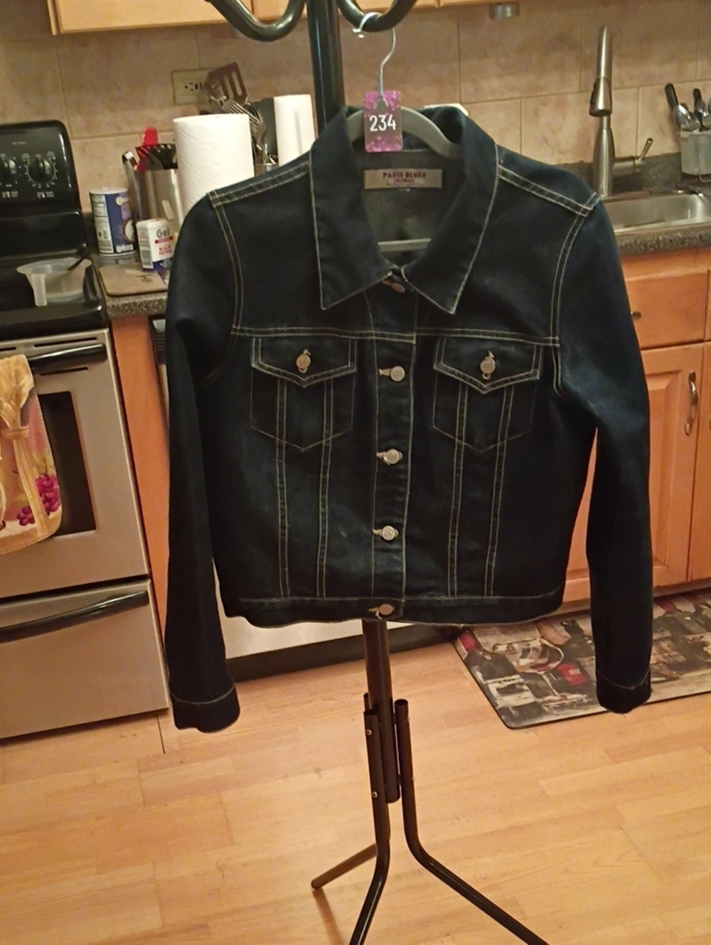 Paris Blues Dark Indigo Denim Jean Jacket with Contrast Stitching